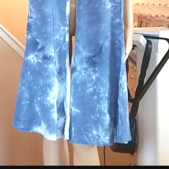 LENNI Free People Blue HTF Tie Dye Lace Up Bell Flare Jimmy Pants S 30W - Picture 15 of 16
